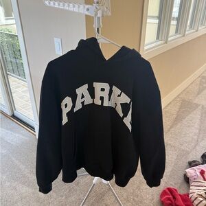 Black Hoodie with White Parke Lettering